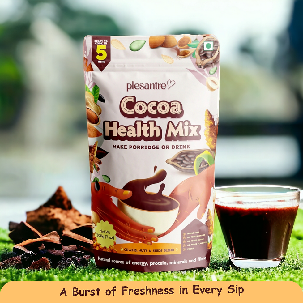 Thumbnail: Plesantre Cocoa Jaggery Health Mix, Yummy Hot Chocolate Porridge & Drink Premix