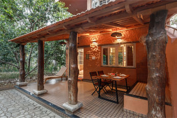 Portico at Hornbill villament at Prakruti Farms