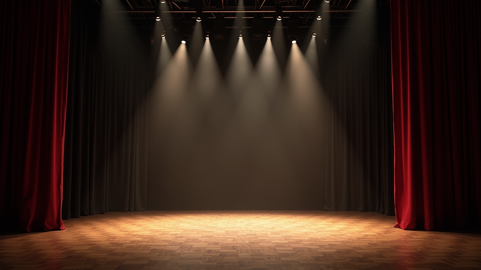 Eye-level view of a stage set for a student-led theater production