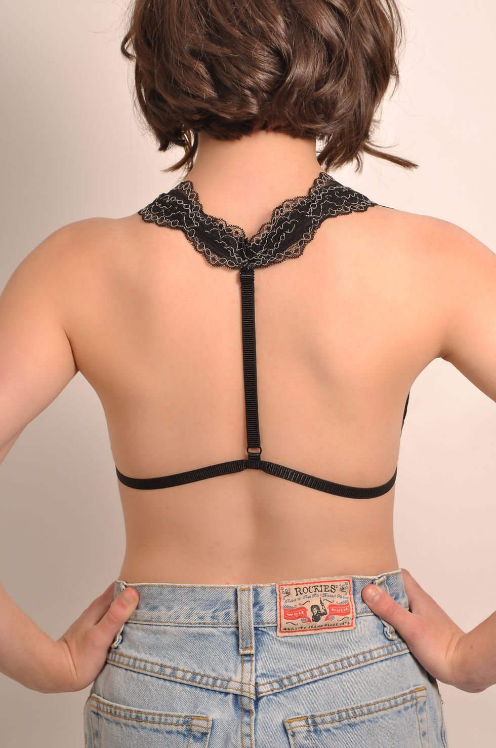 Thumbnail: Black Lace Bralette (Single Strap)