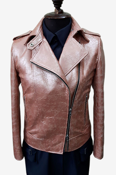 Pink Biker Washed Leather Jacket