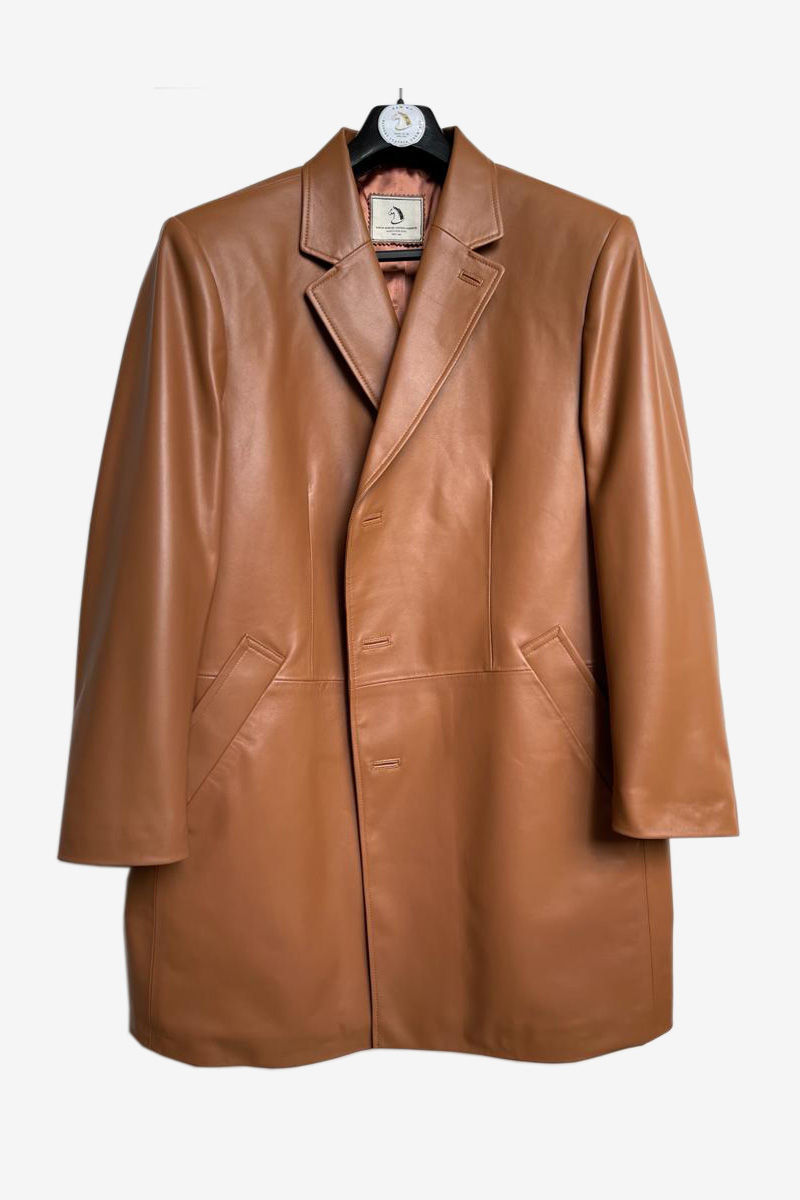 Bespoke Caramel Leather Blazer Jacket