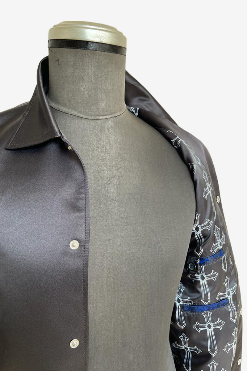 Thumbnail: Bespoke Satin and Brocade Bomber Jacket