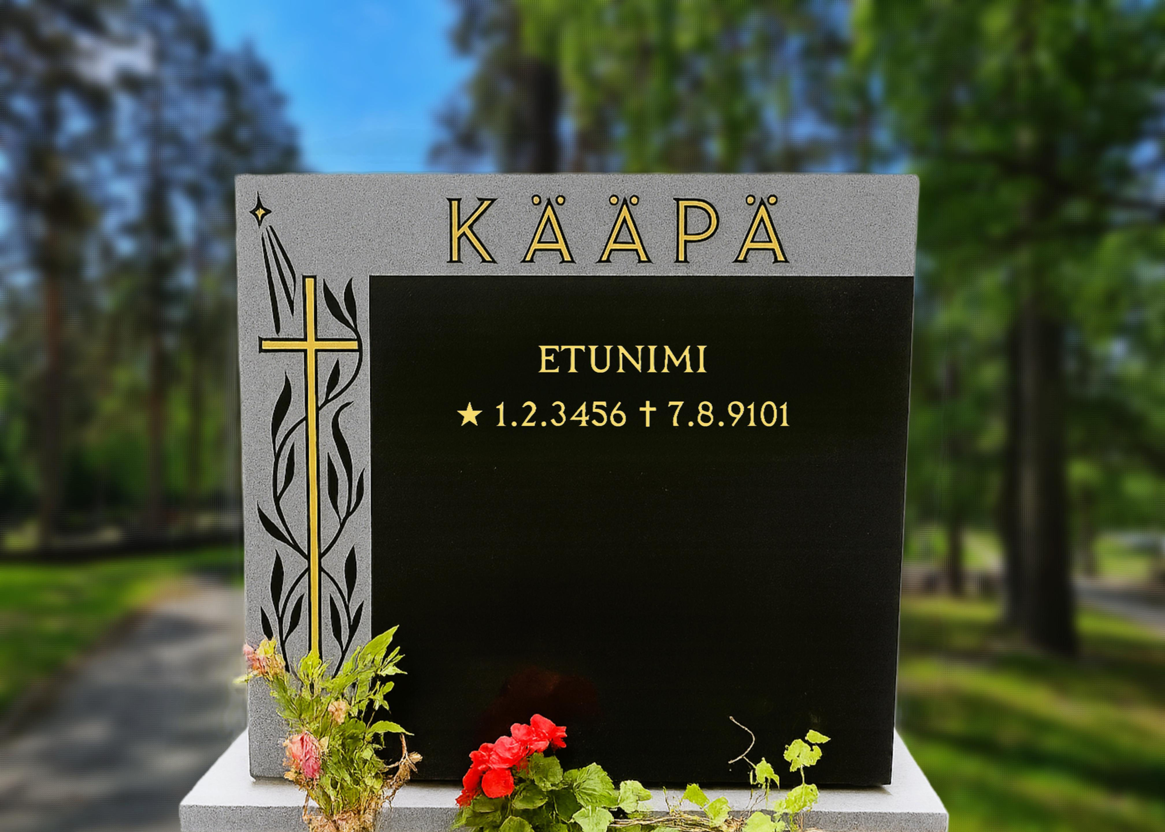 Vanhanaikainen perinteinen koristeellinen hautakivi 