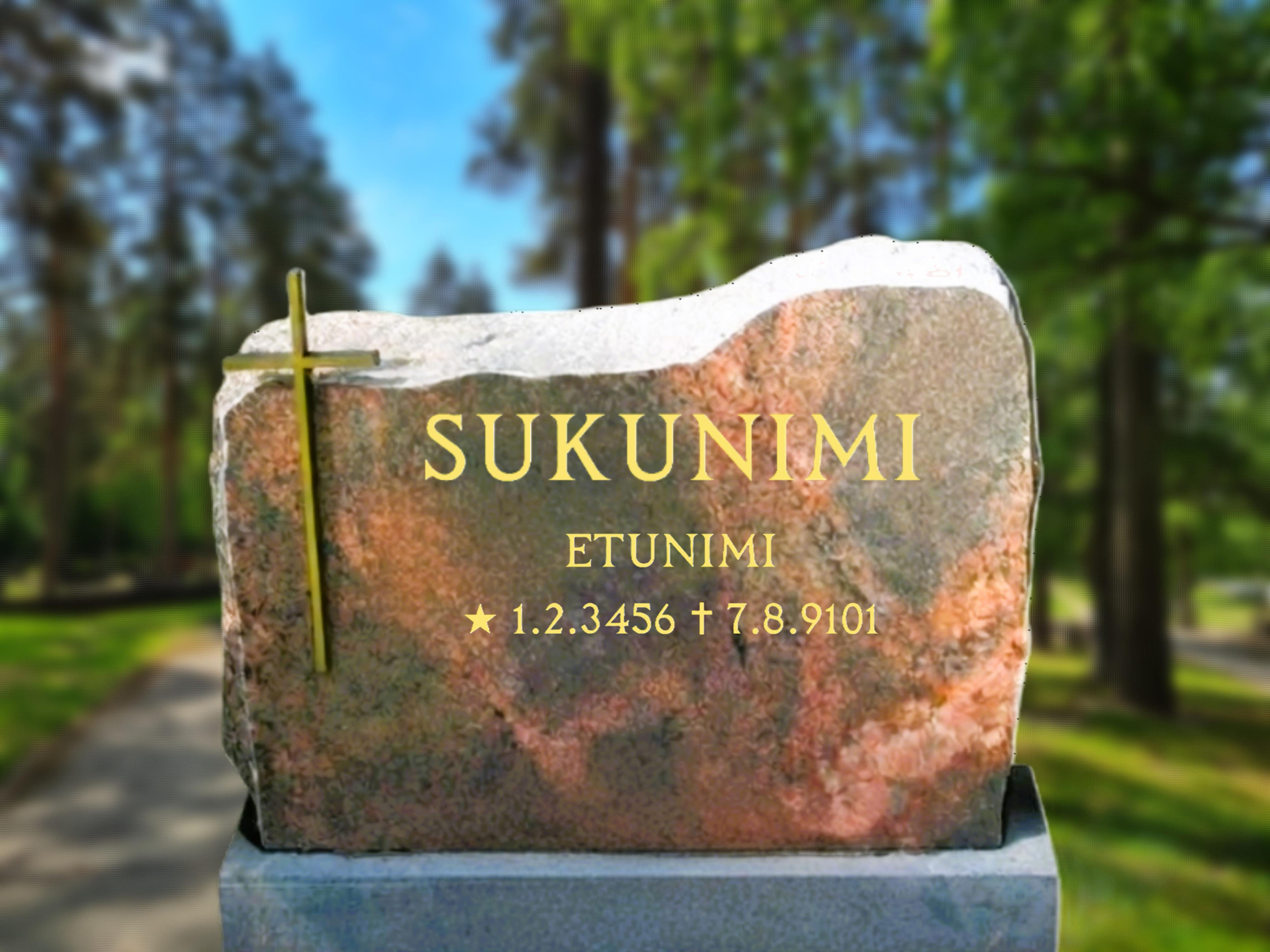 Pieni edullinen hautakivi ristikoristeella