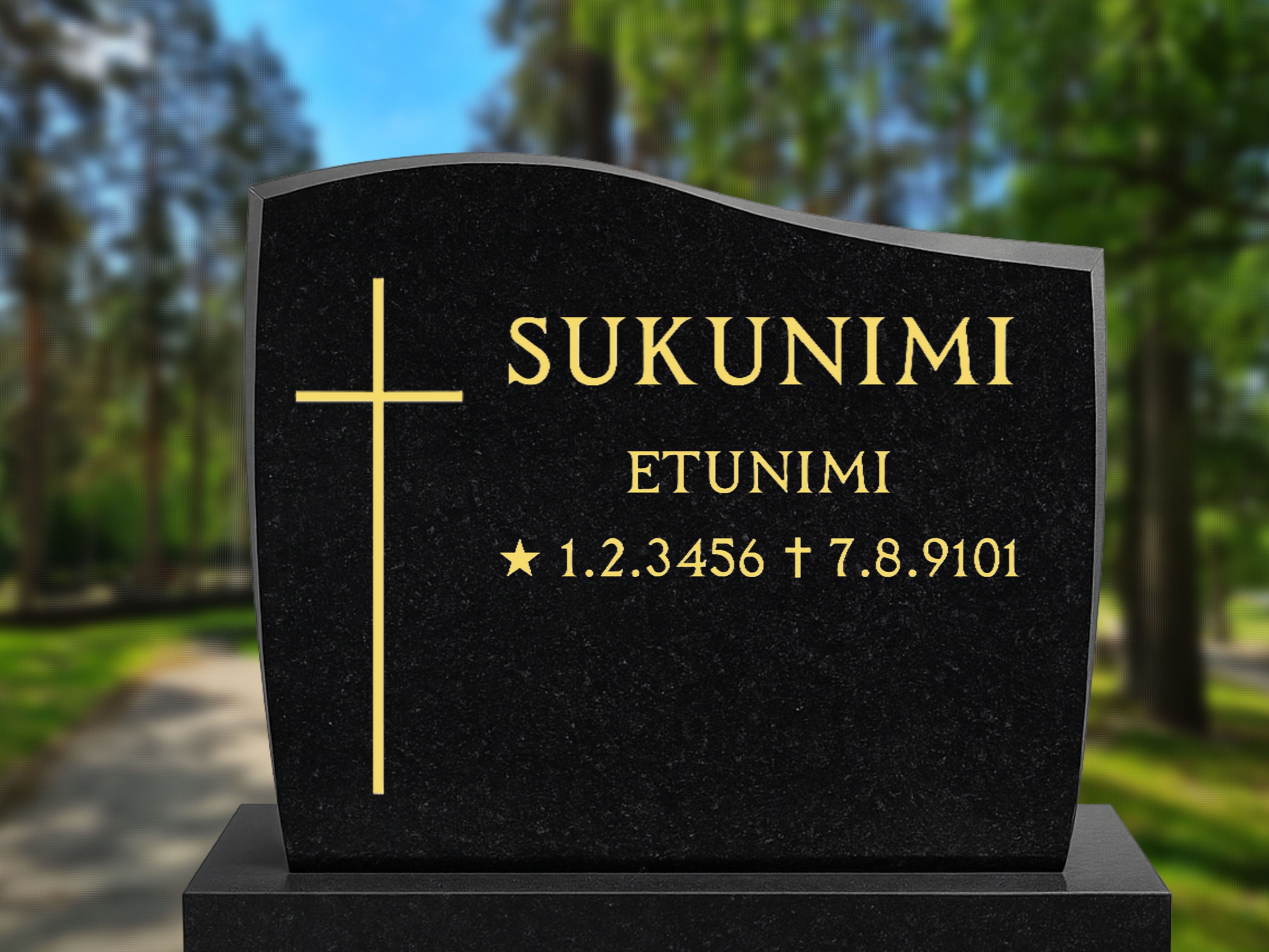 Kaunis muotoiltu hautakivi