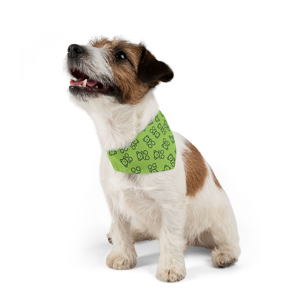 Thumbnail: Cute Teddy Bear Print Pet Bandana Collar - Stylish & Fun Dog Accessory (green)