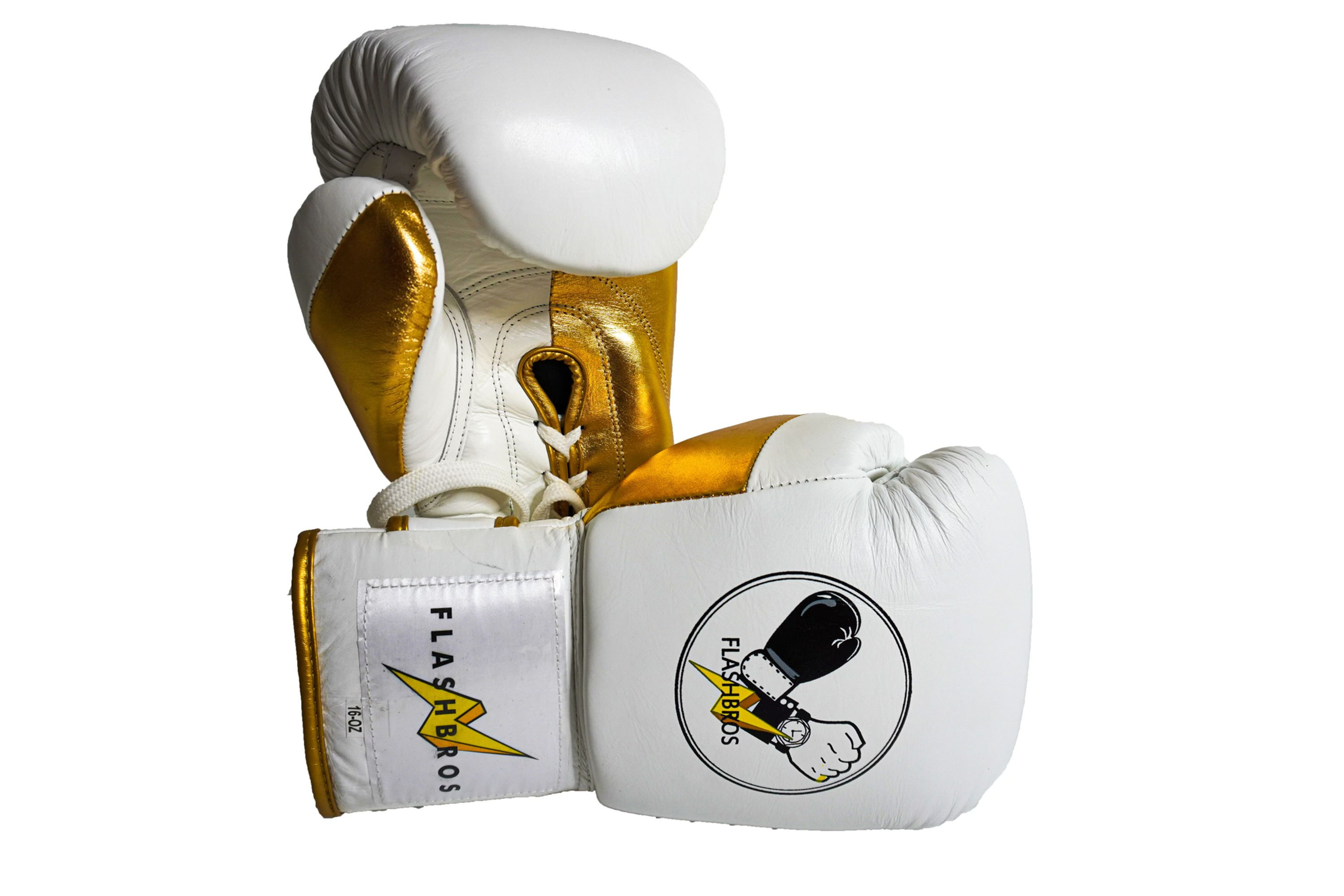 Pro Boxing Gloves- White/Gold