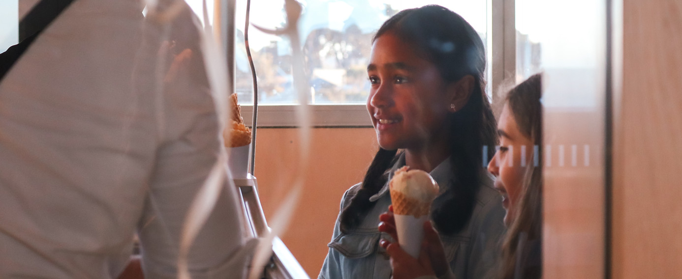 Enjoying ice cream at birthday by Rollin' Pedaler