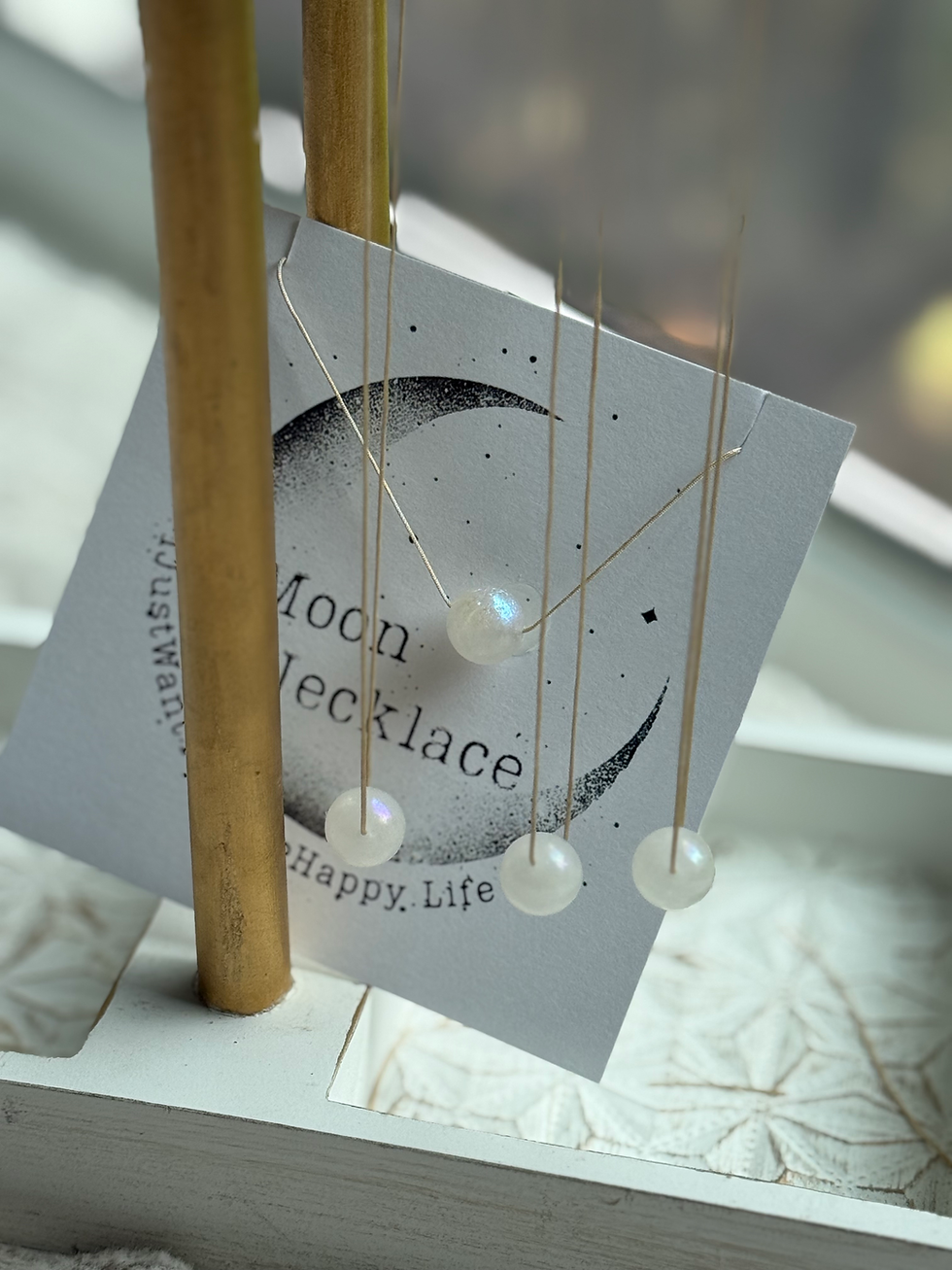 Thumbnail: Moonstone Moon Necklace