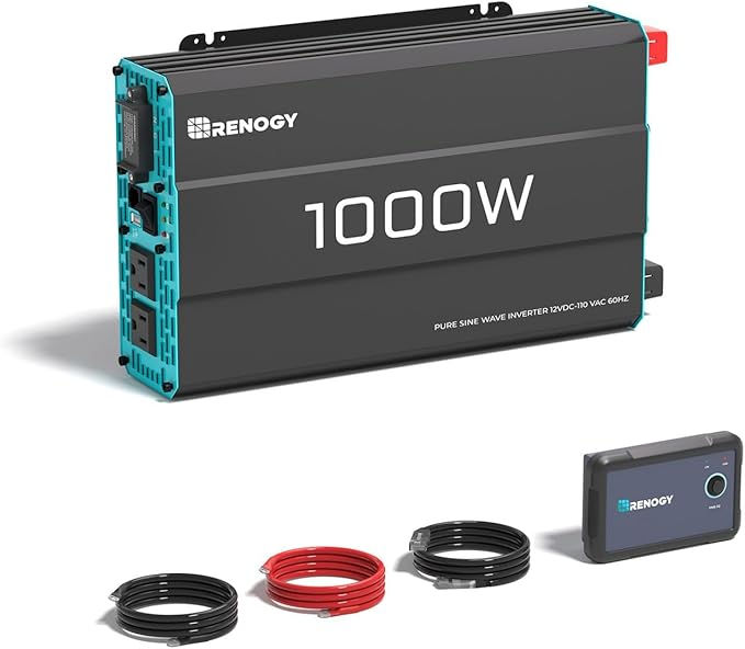 Renogy Inverter P2 1000 watt Pure Sine Wave Inverter, Solar Car Power Inverter 12V to 120V AC Conver