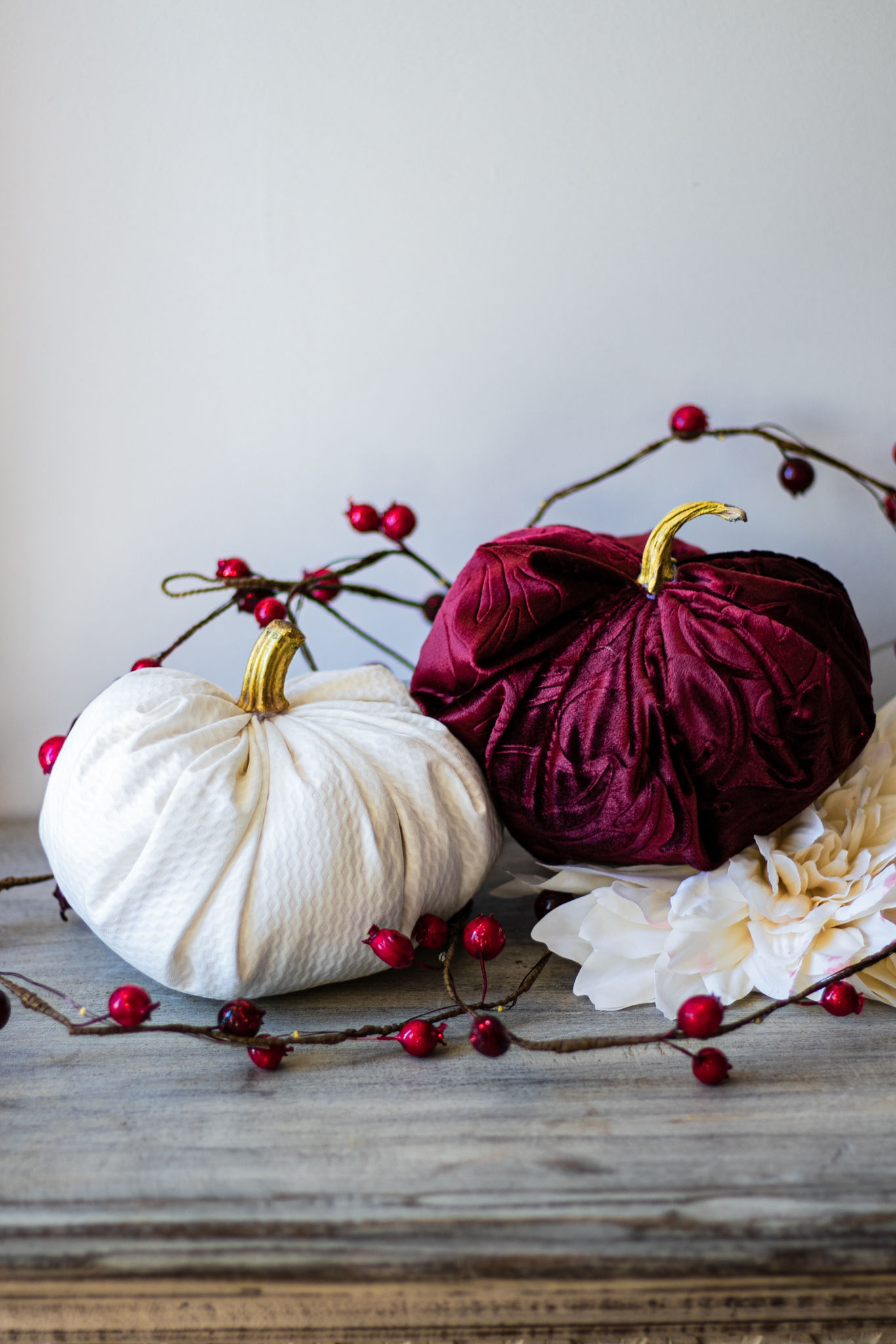 Pair of Fabric Pumpkins filled with 100% Organic Cotton