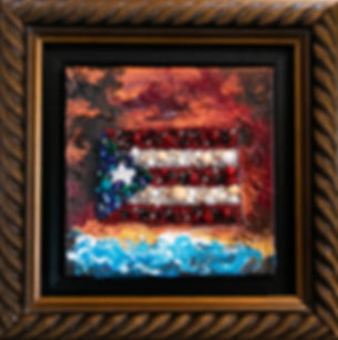 Framed Beaded Painting - Puerto Rican Flag