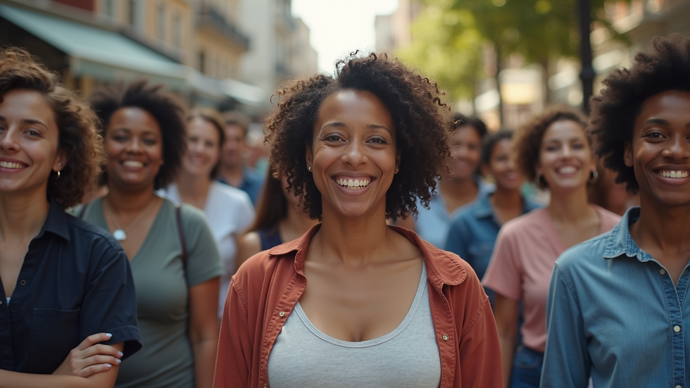 Eye-level view of a diverse group of people participating in a community event