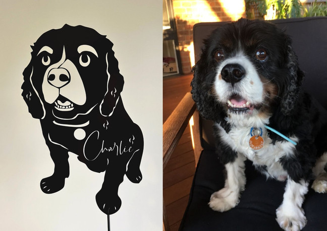 Customisable garden statue of a Cavalier King Charles designed in Melbourne from a photo