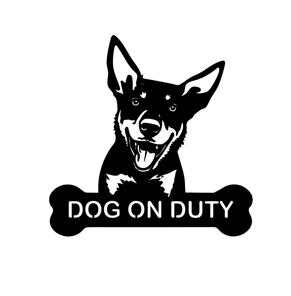 Metal dog on duty gate sign