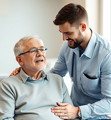 male speech therapist giving speech the