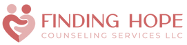 Logo of Finding Hope Counseling Services LLC featuring two human-shaped hearts intertwined.