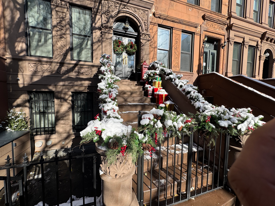 Harlem Brownstone with Holiday Decorations 
