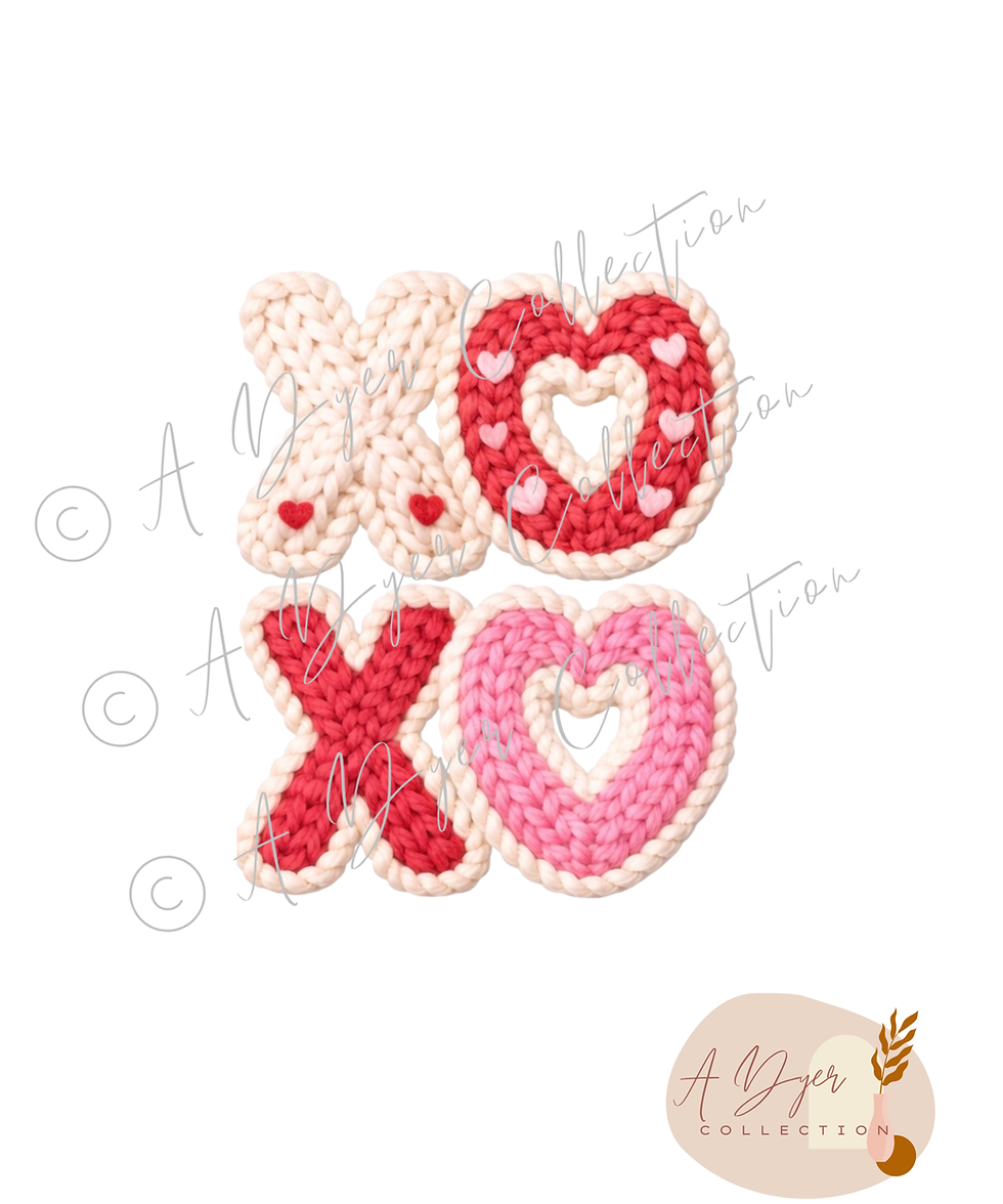 Faux Yarn XOXO Double Stack with Valentine Colors
