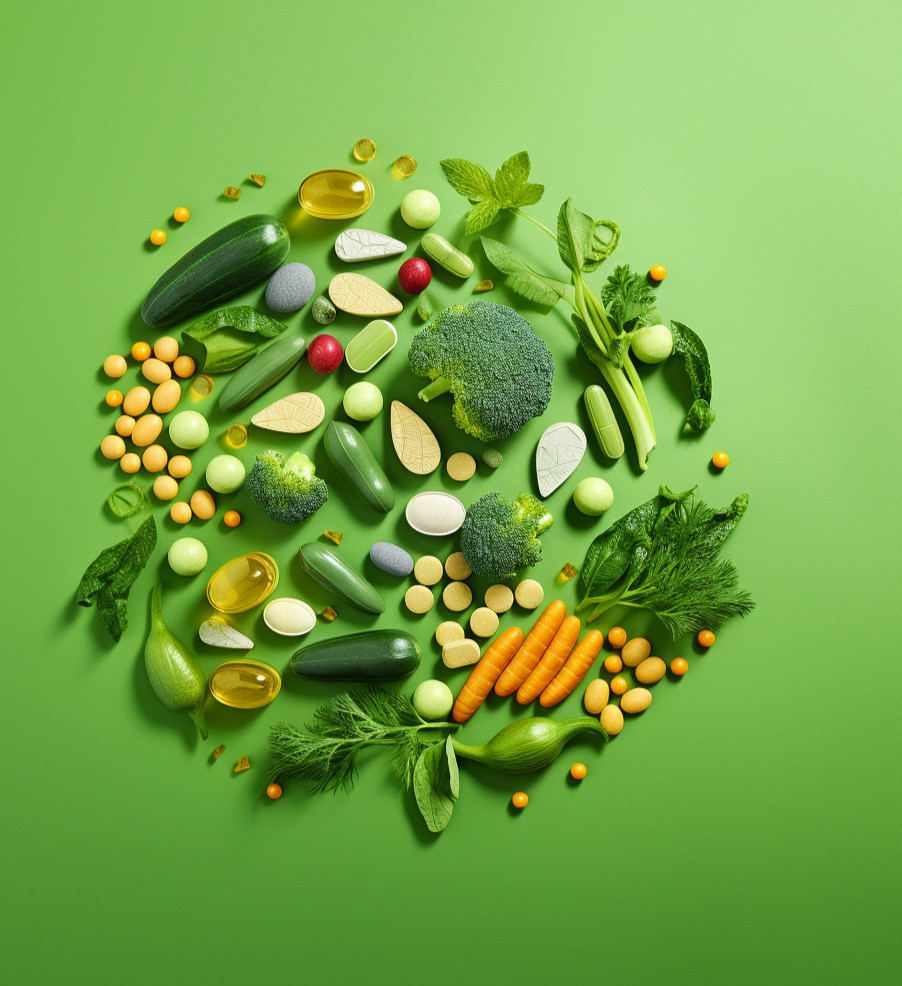 chain44_healthy_supplement_from_food_to_pill_green_background_4902e90d-6ebf-4fcb-af64-b736