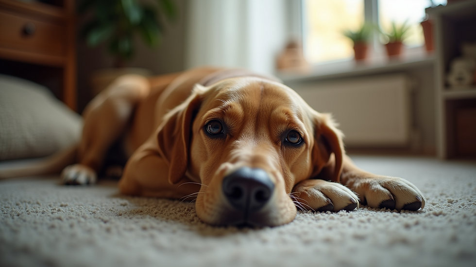 High angle view of a dog resting comfortably at home