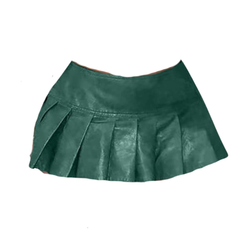 kaimimei Womens Sexy Y2K Pu Leather Skirt High Wiast Stretchy Cute Mini Pleated Short Skirt Clubwear