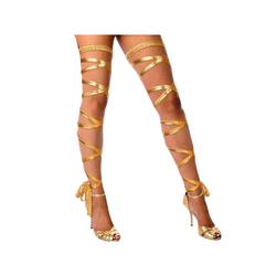 Women Shiny Leg Wraps Rave Leg Straps Gothic Cross Bandage Garter Stockings, One Size
