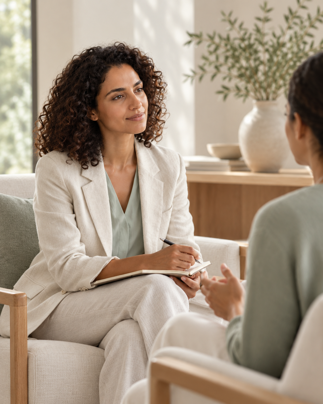 Illustrative one-on-one wellness consultation in a calm setting