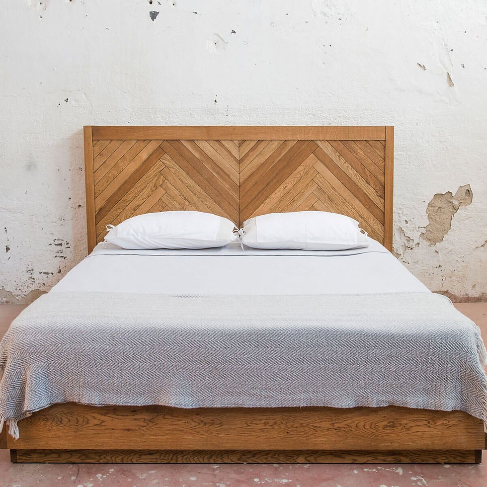 Thumbnail: HERINGBONE Solid Oak King Size Bed