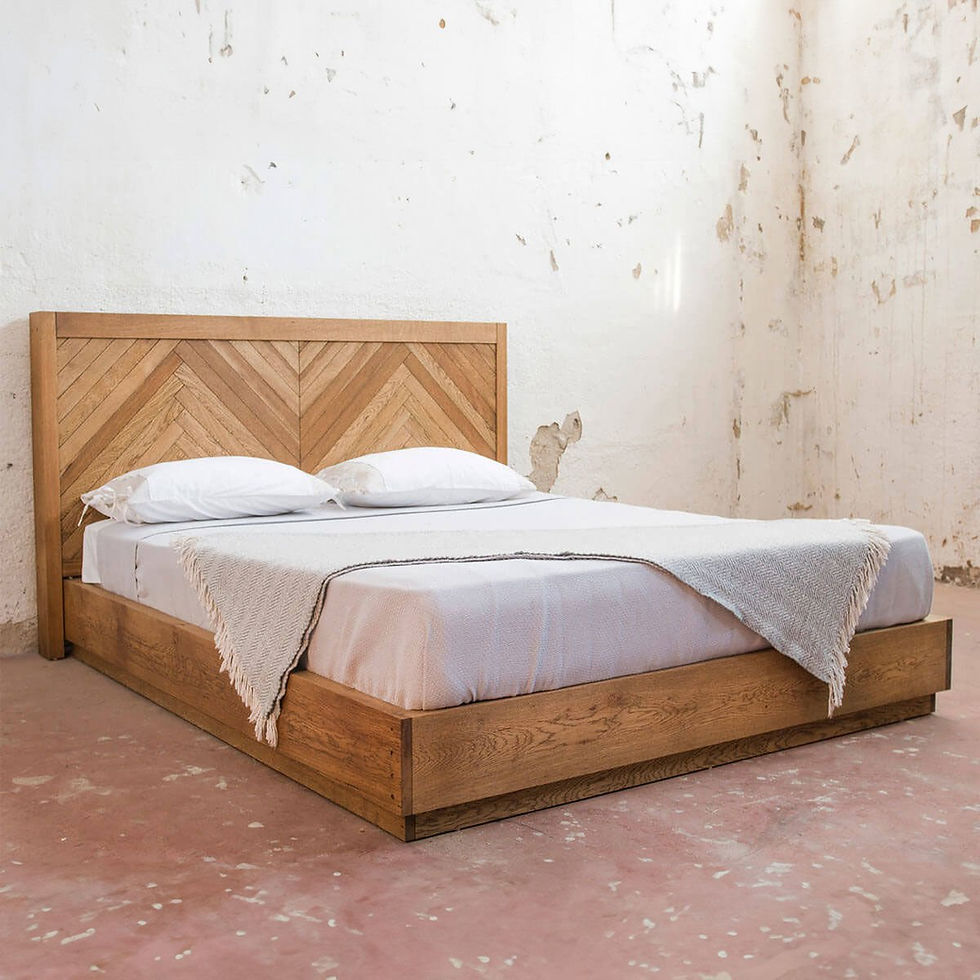 Thumbnail: HERINGBONE Solid Oak King Size Bed