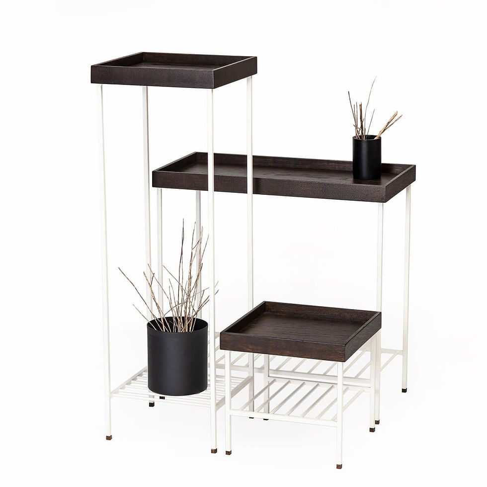 Thumbnail: EDGE Solid Oak Table / Flower Pott White Metall Legs