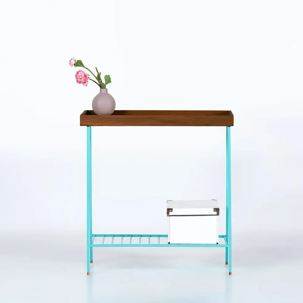 Thumbnail: EDGE Solid Oak Table / Flower Pott Green Metall Legs