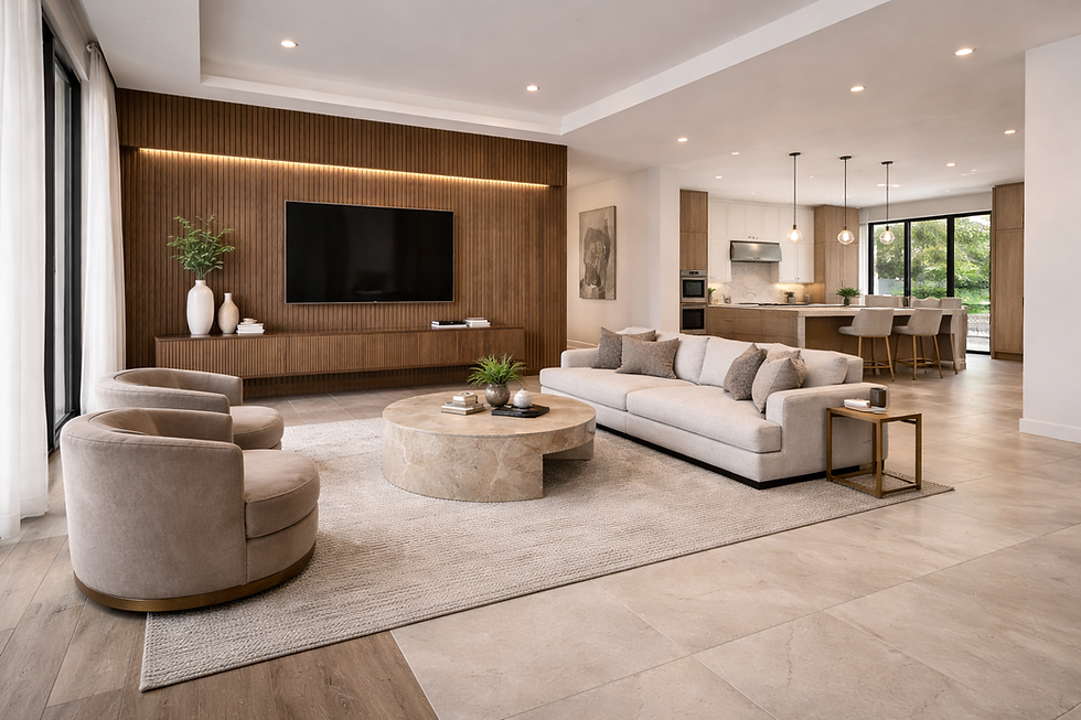 Architect-led interior design showcasing finish selection and material coordination in a residential project