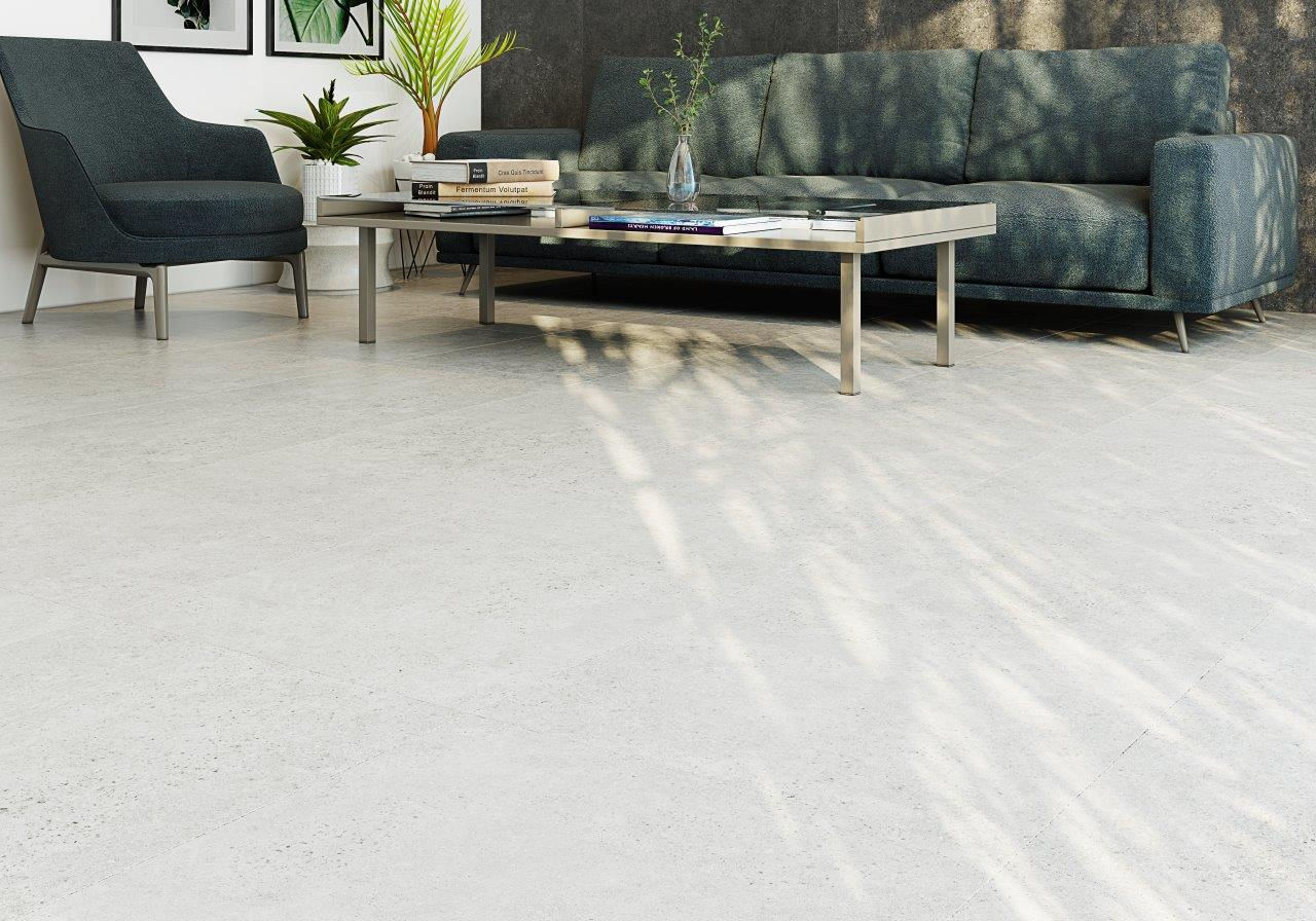 Porcelain tile flooring