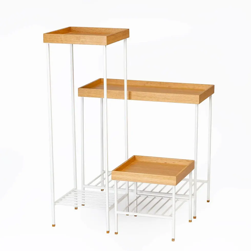 Thumbnail: EDGE Solid Oak Table / Flower Pott White Metall Legs