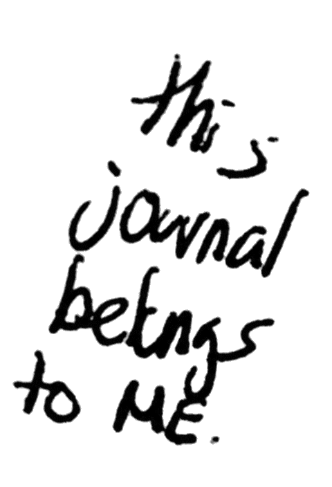hand-drawn picture of a journal with the words 'this journal belongs to me' on the cover