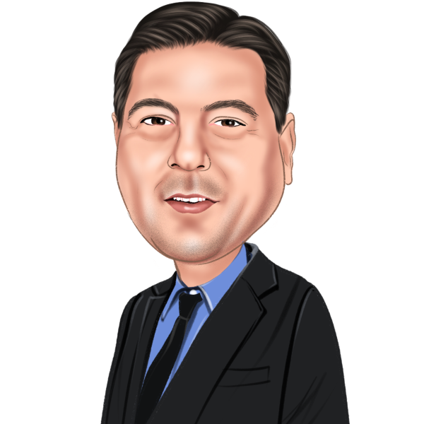 caricature Michael Fusco founder of Fusco Insurance
