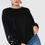 Thumbnail: Sequin Lace Sleeve Crew Neck Sweater
