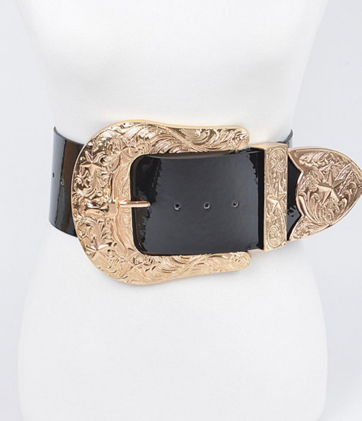 Plus Black Bulky Gold Buckle Belt