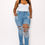 Thumbnail: Thick Chick Blue High Rise Flare Tassel Jeans