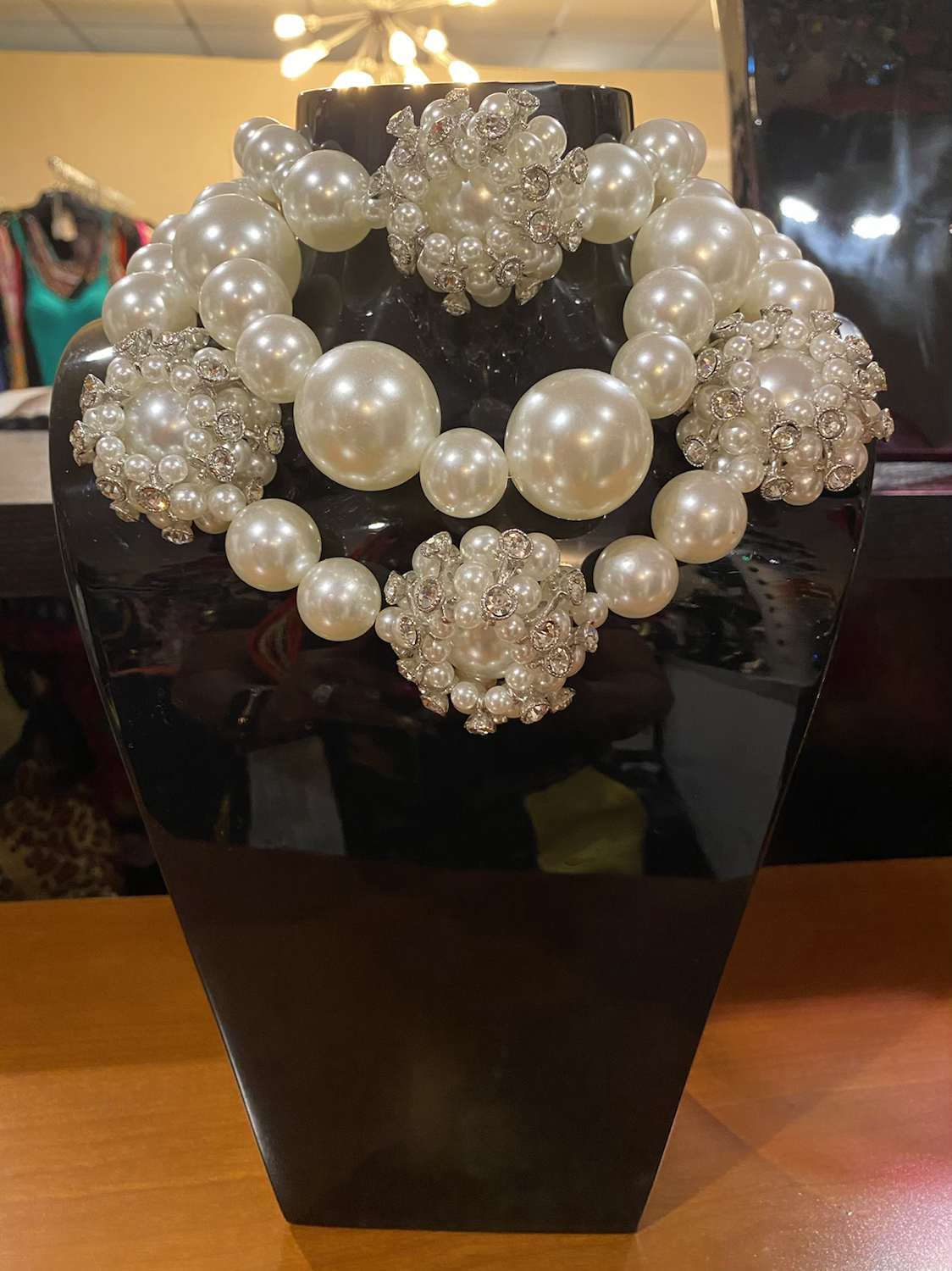 Chunky Mother  Of Pearls  Necklace With Matching Earrings