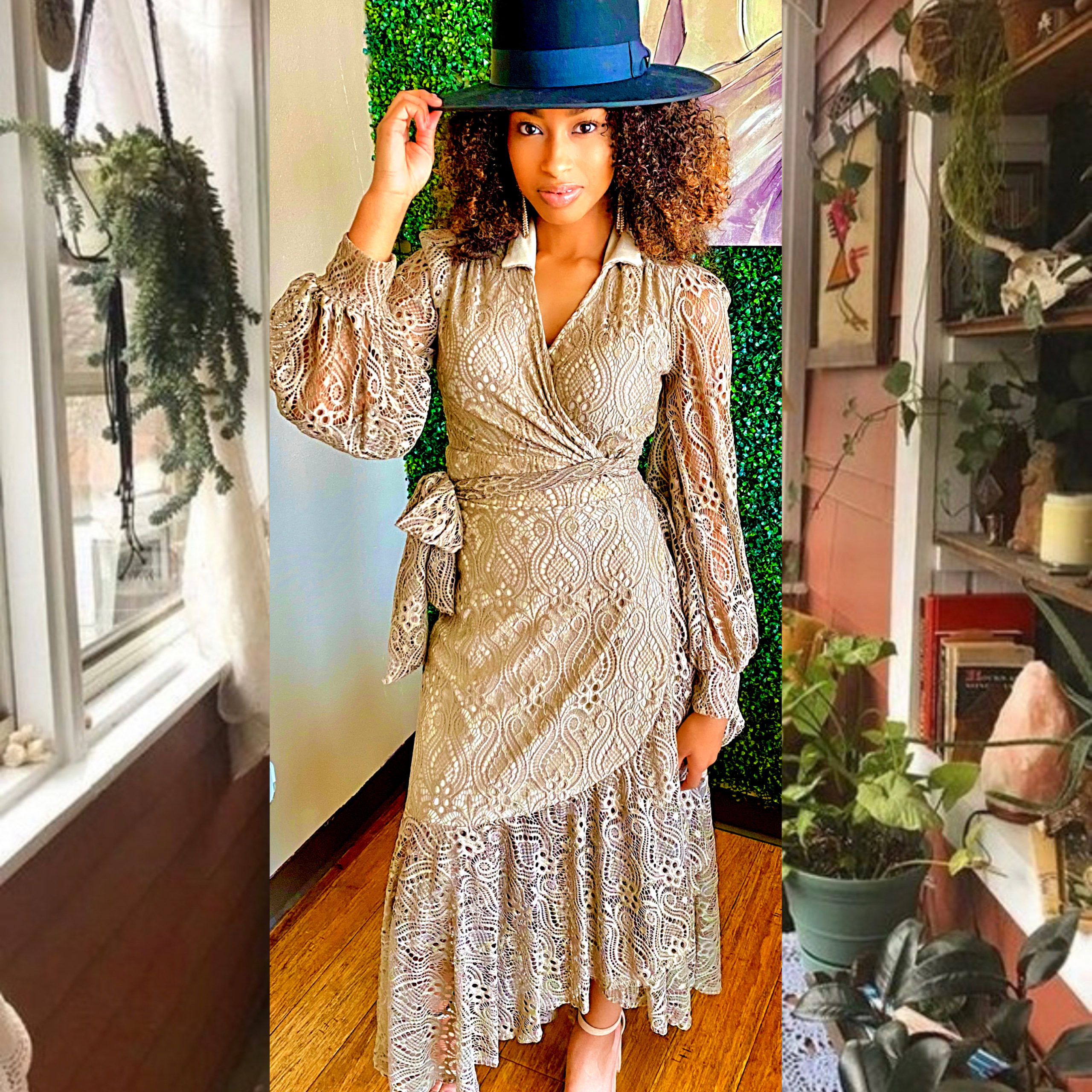 High-low Ruffle Lace Wrap Dress