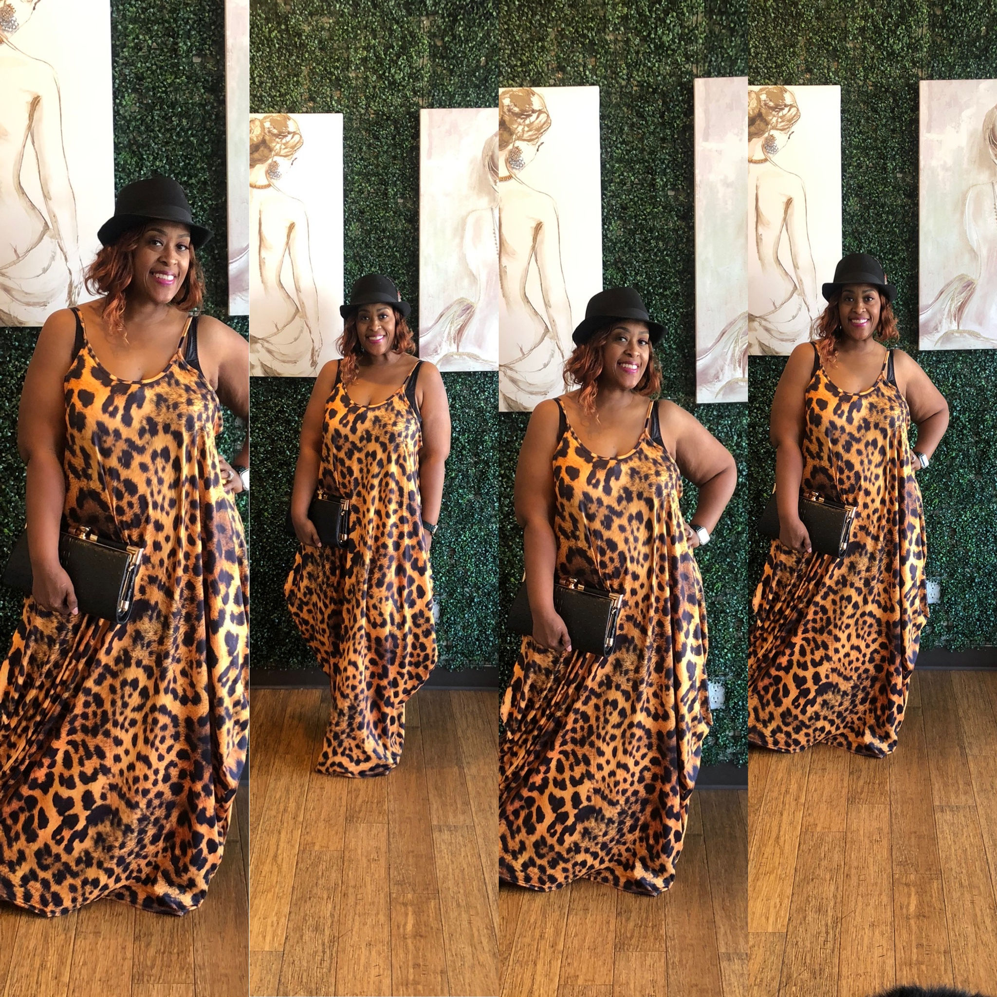 Leopard Spaghetti Strap Long Dress