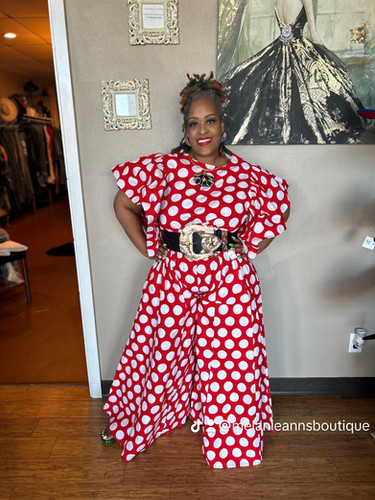 Polka Dot Belted Vest And Pants 2 Piece Set