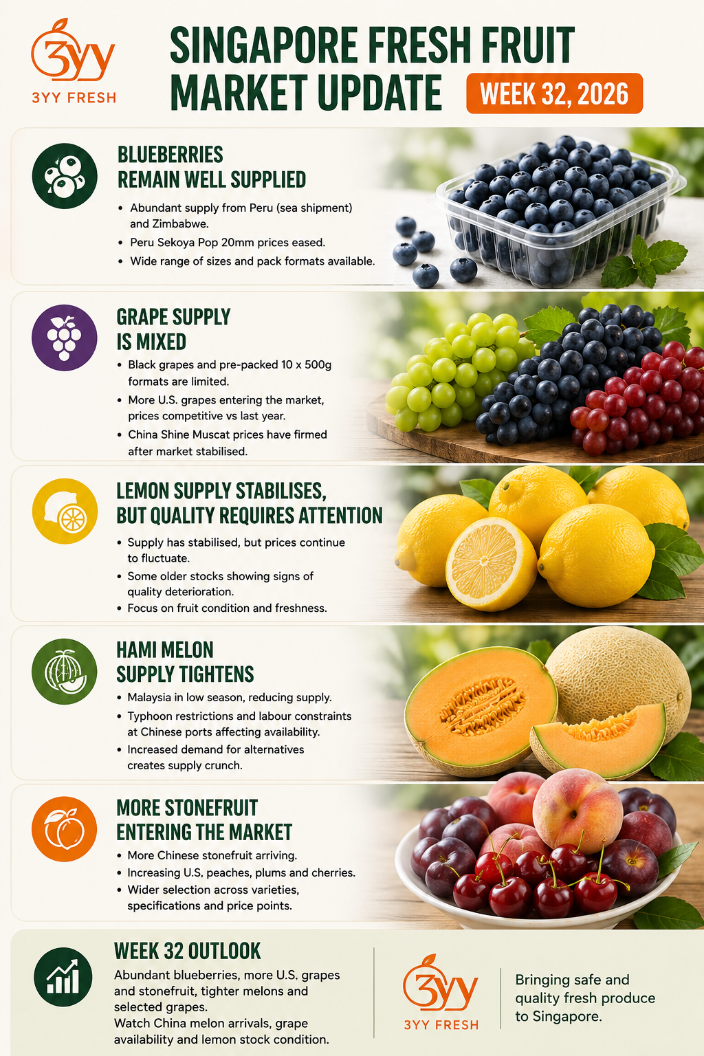 Singapore Wholesale Fruit Market Update – Week 32, 2026