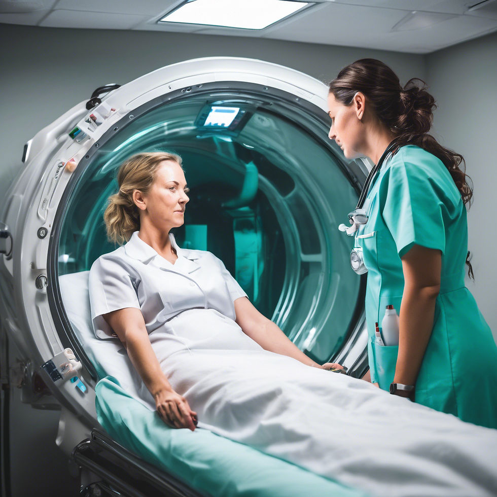 Patient and nurse HBOT session