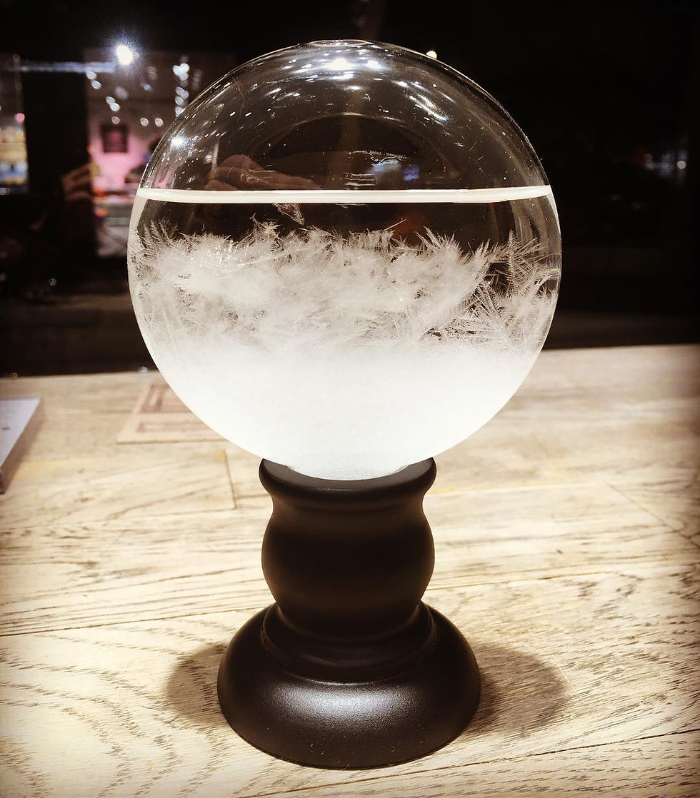 un baromètre de Fitzroy qui donne la météo grâce à ses cristaux - décoration pour cabinet de curiosités - cadeau original