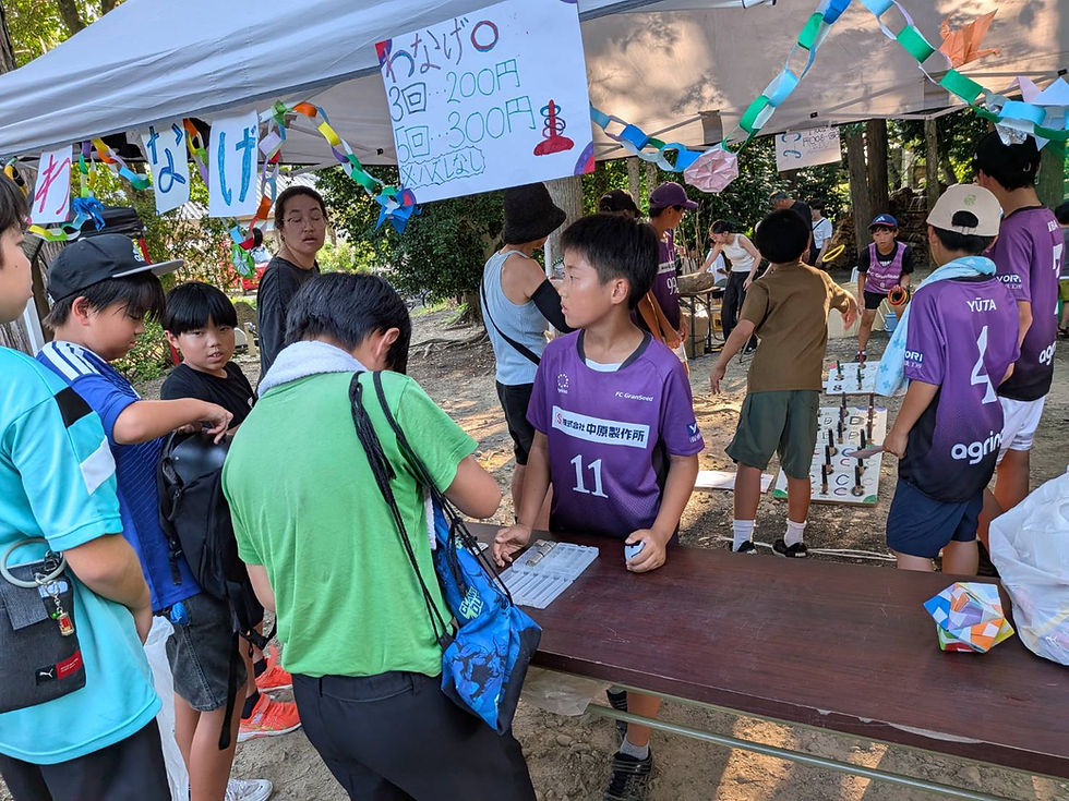 スポーツ少年団の子供達だけで企画、設営、運営している夏祭りのお店