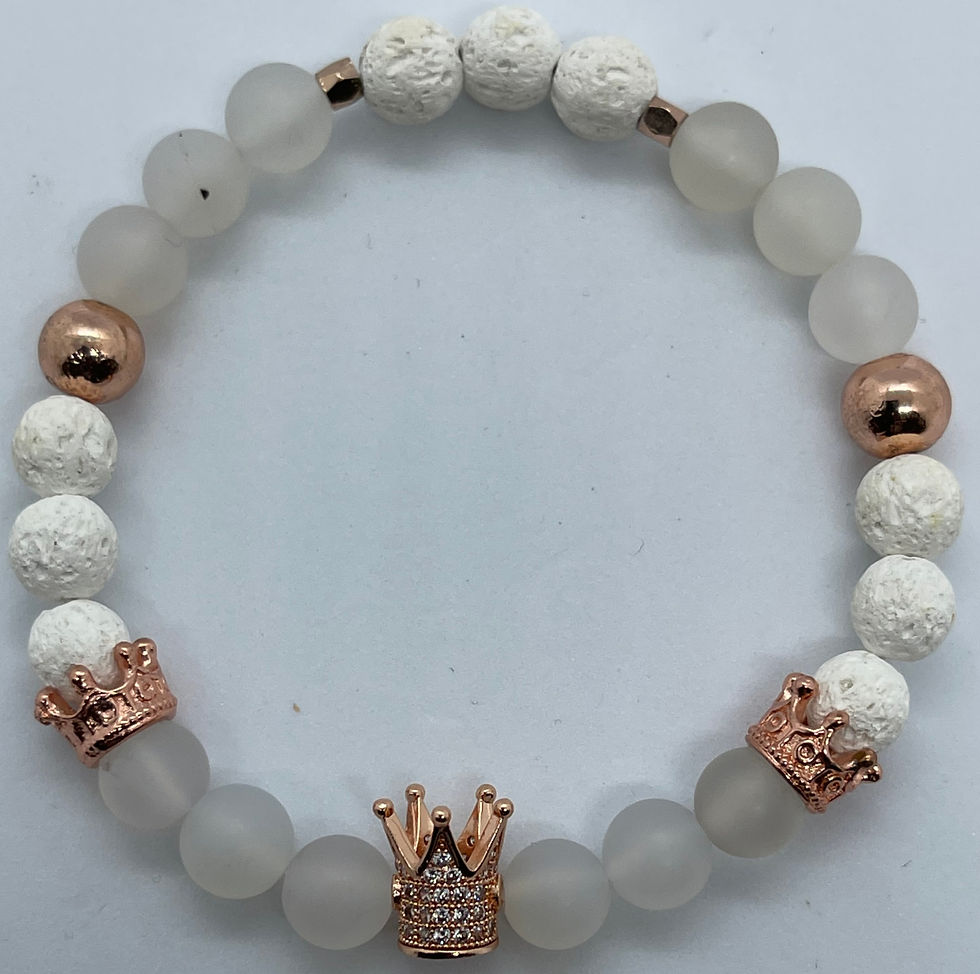 Thumbnail: Clear Gemstone w/Rose Gold Crown & White Lava Rock